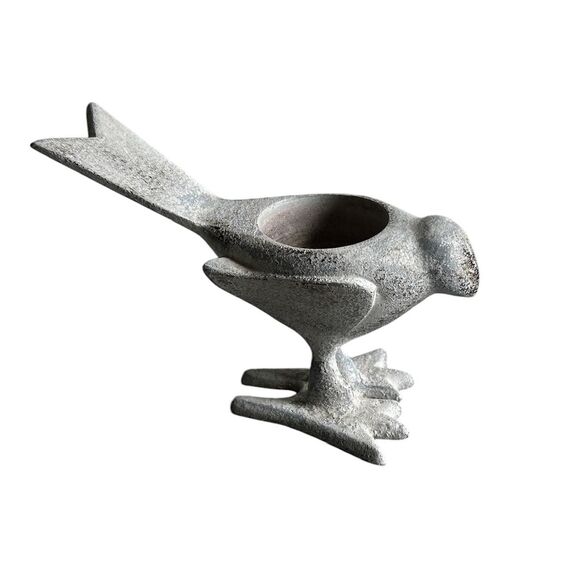 Gray and Black Metal Bird Figurine Tealight Holder - Picture 2 of 6